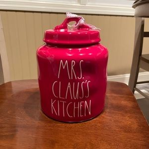 Rae Dunn red chubby Mrs claus’s kitchen canister